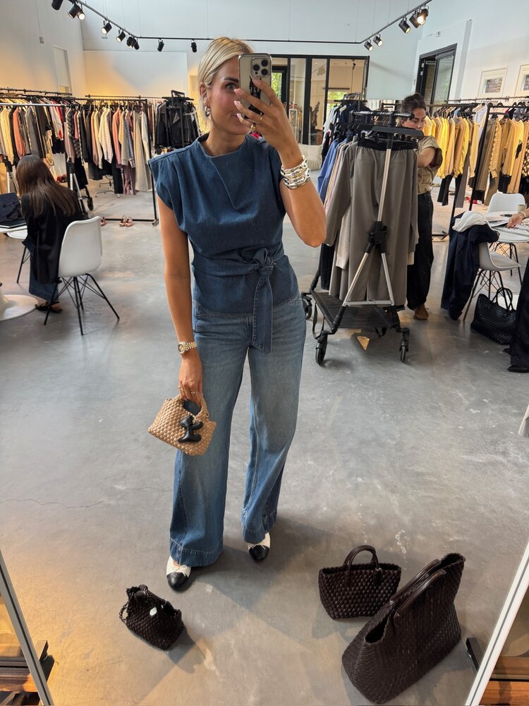 Co'Couture KimmyCC Pleat Top Dark Denim