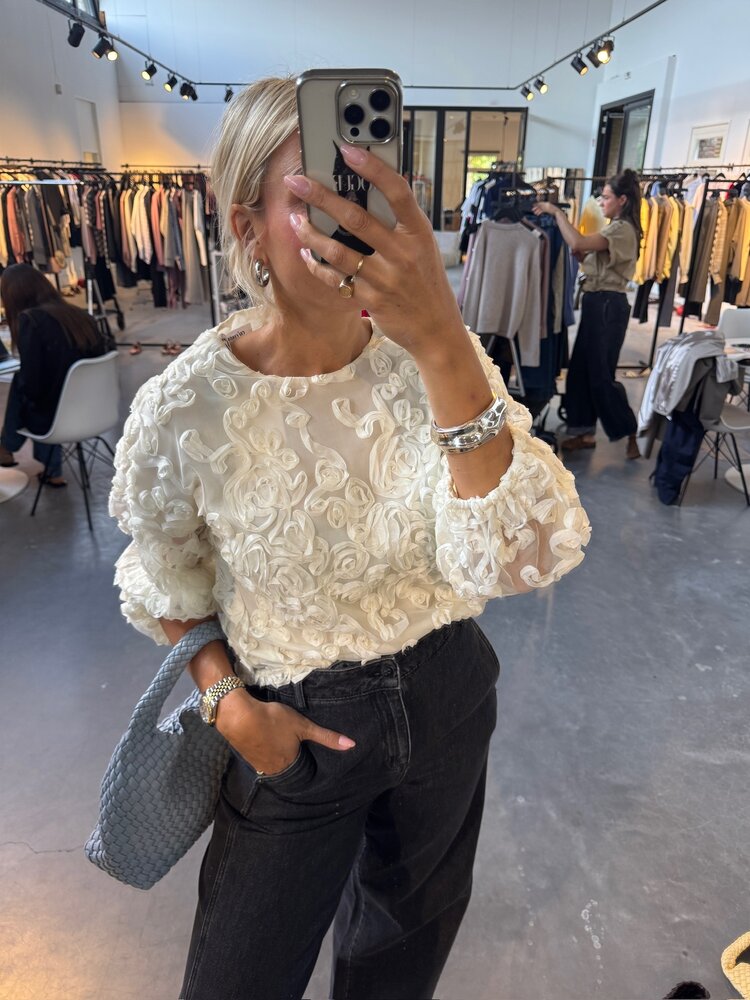 Co'Couture TessyCC Flower Blouse Off White