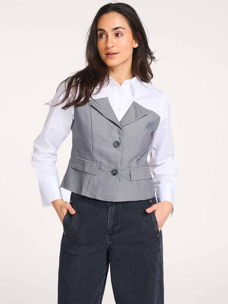 Co'Couture PollyCC Corsage Mix Shirt White