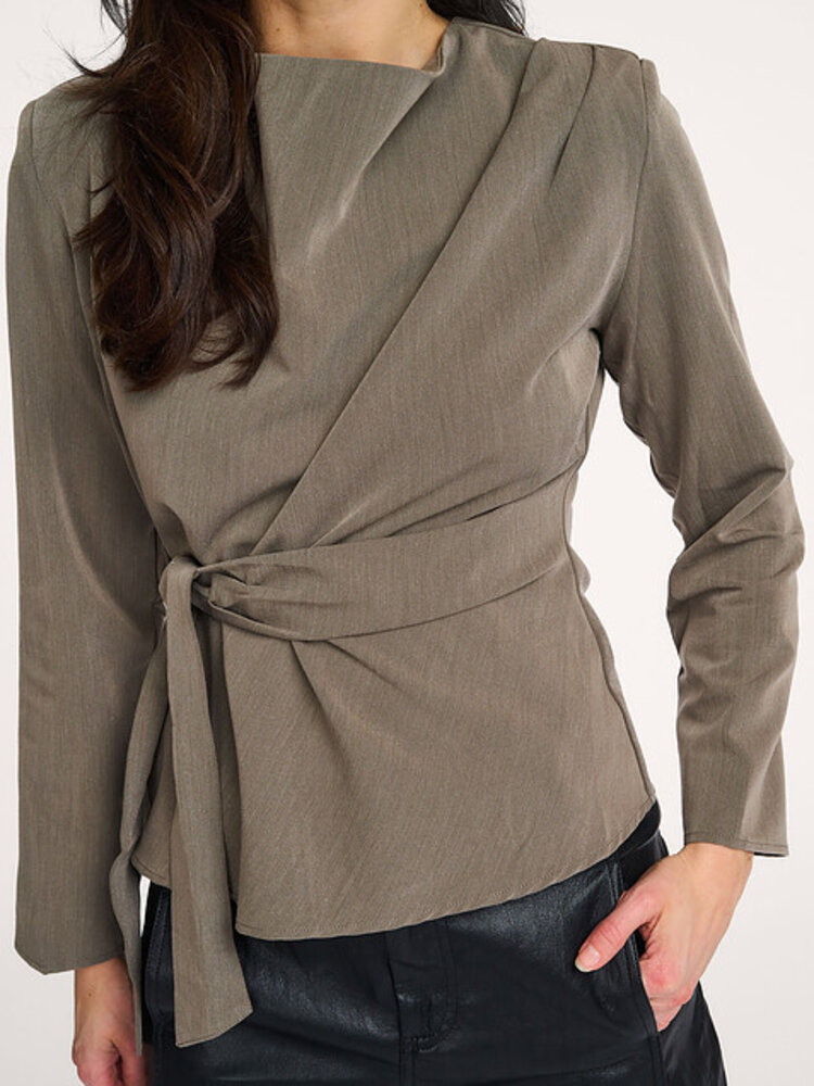 Co'Couture TengaCC Pleat Blouse Walnut