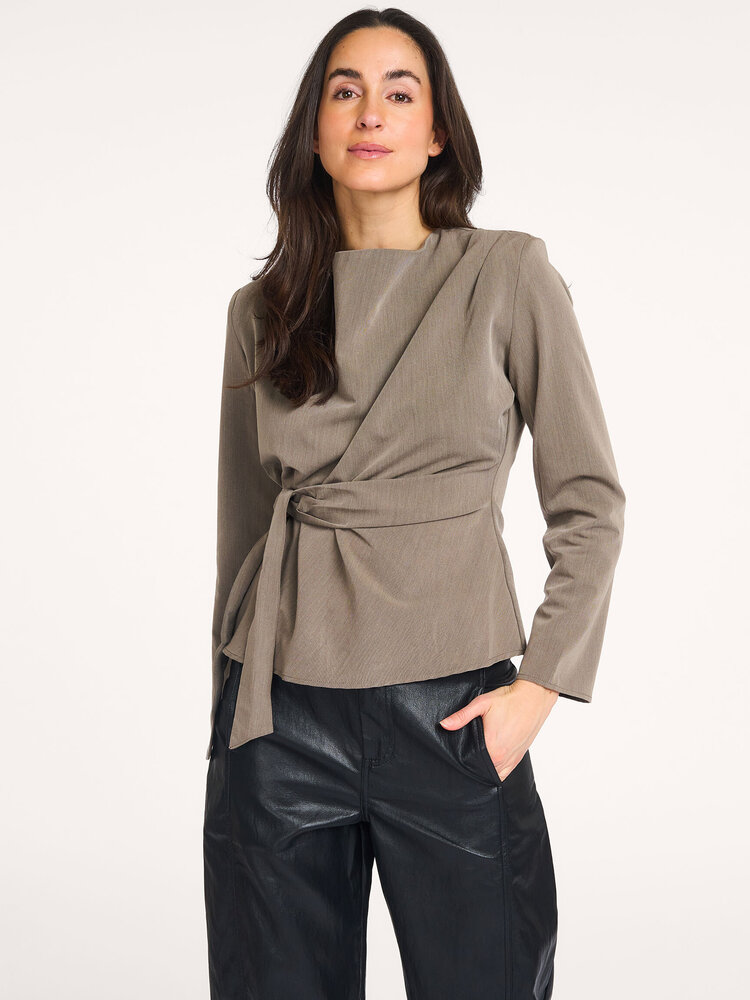 Co'Couture TengaCC Pleat Blouse Walnut