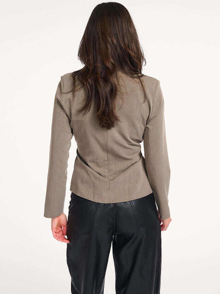 Co'Couture TengaCC Pleat Blouse Walnut