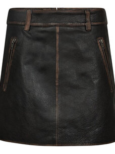 Haute L'Amitié Used Leather Crop Skirt Mocca