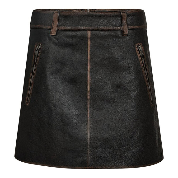 Haute L'Amitié Used Leather Crop Skirt Mocca