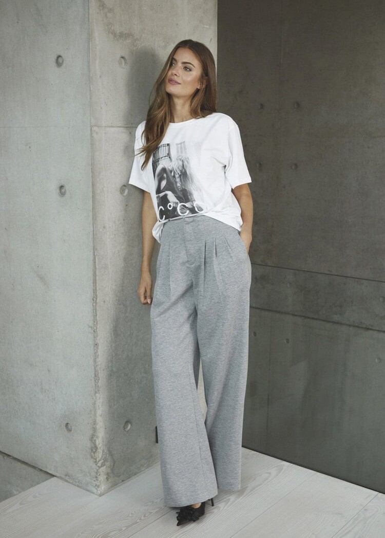 Co'Couture LanceCC Pleat Sweatpant Grey Melange
