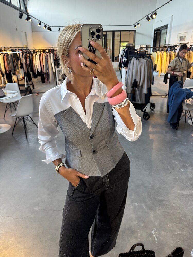 Co'Couture PollyCC Corsage Mix Shirt White