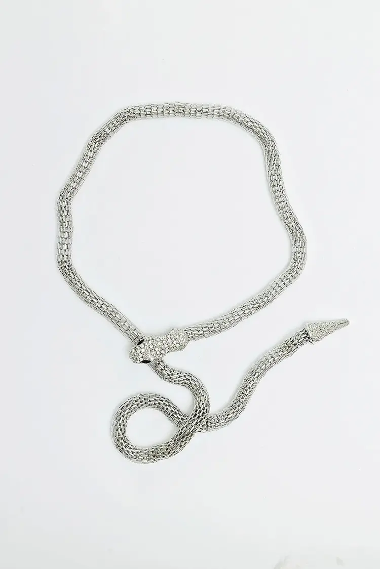 Bow19 Snake Necklace Rhodium Silver
