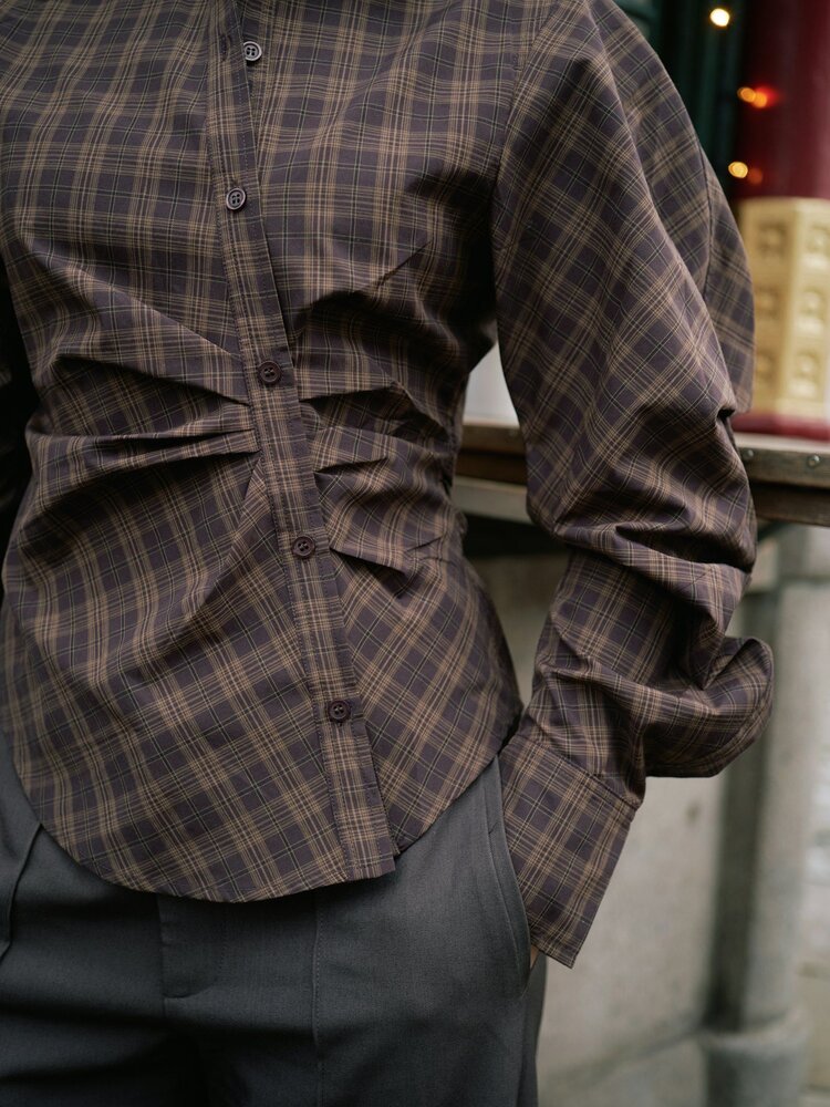 Neo Noir Neoella Check Shirt Dark Brown
