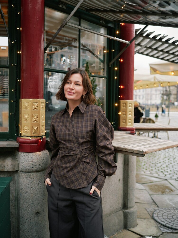 Neo Noir Neoella Check Shirt Dark Brown