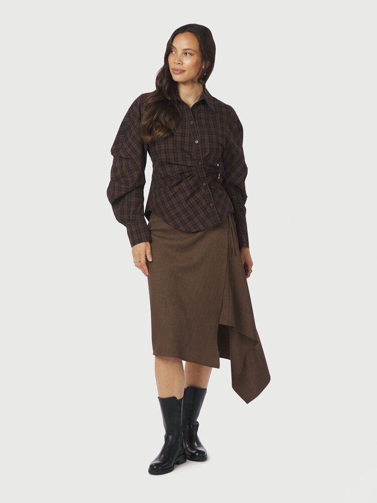 Neo Noir Neoella Check Shirt Dark Brown