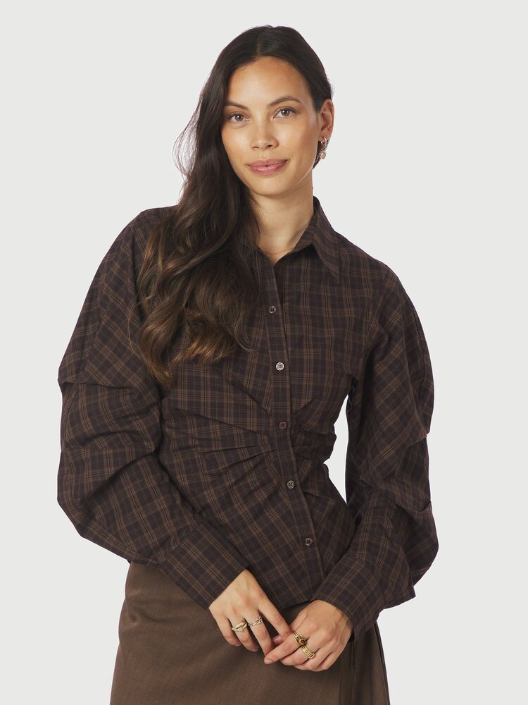 Neo Noir Neoella Check Shirt Dark Brown