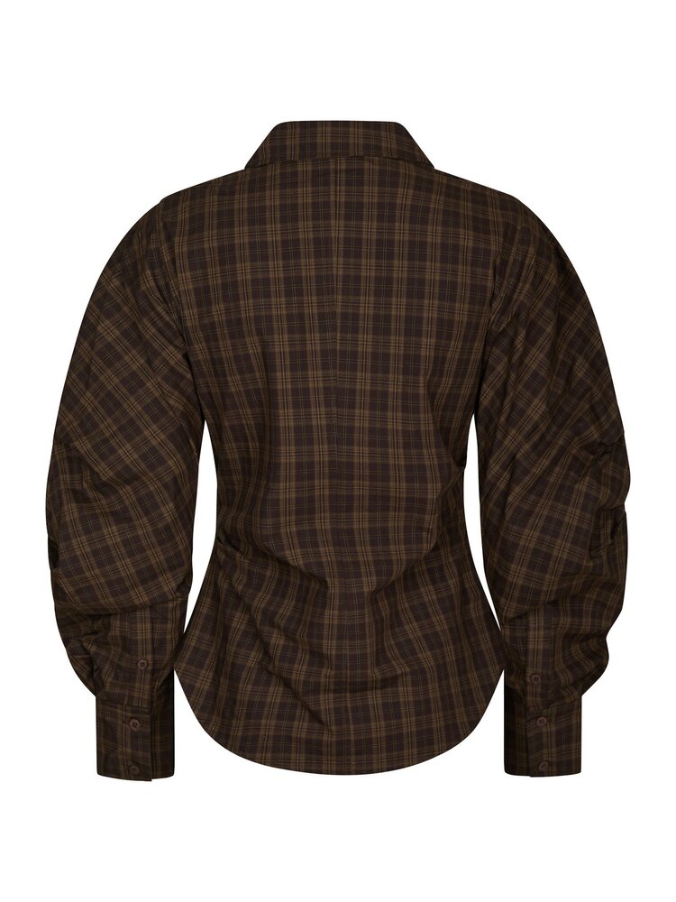 Neo Noir Neoella Check Shirt Dark Brown