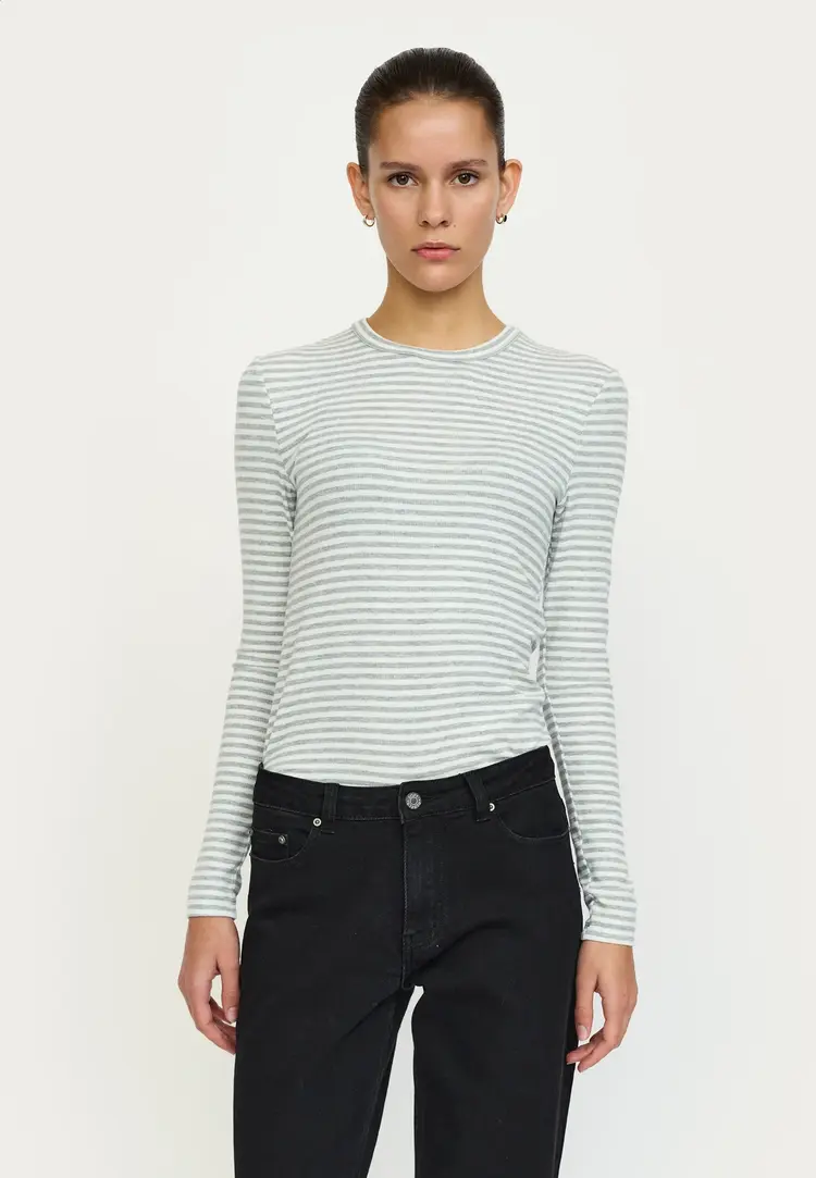 Soft Rebels Fenja Stripe O-Neck Top Light Grey Melange