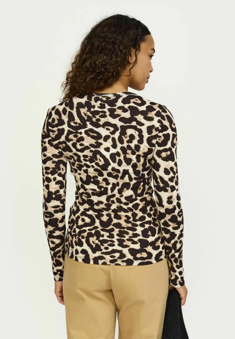 Soft Rebels Roman O-Neck Printed Leopard Print