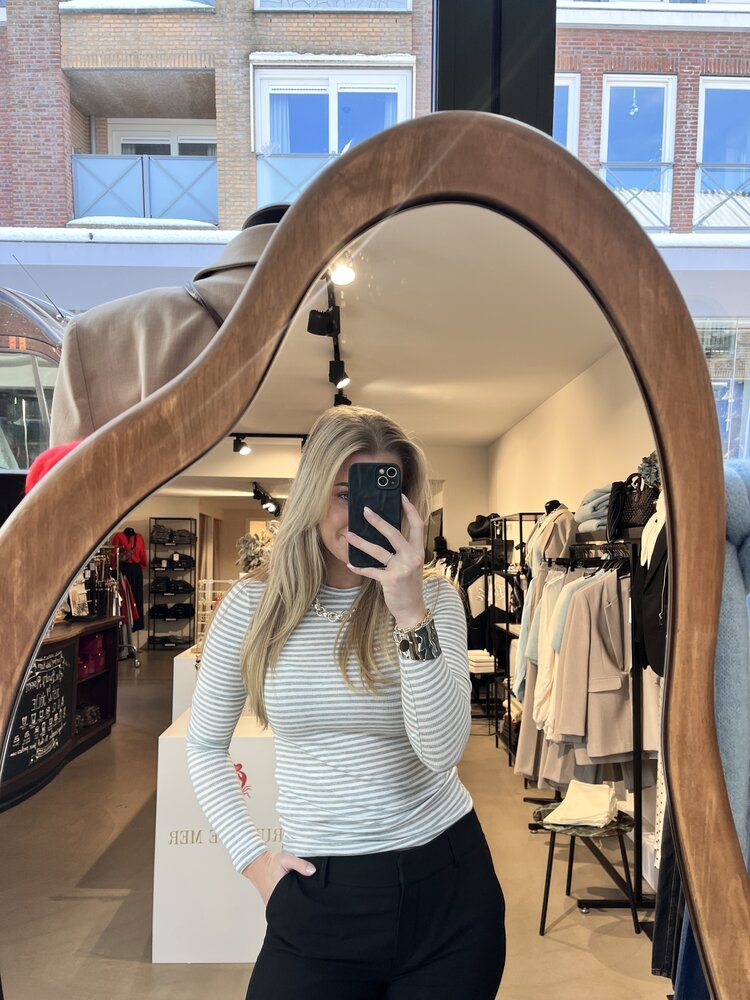 Soft Rebels Fenja Stripe O-Neck Top Light Grey Melange