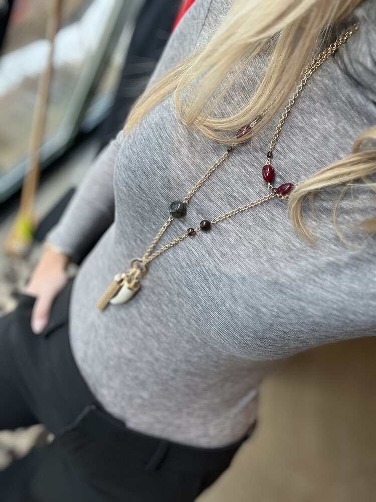 Bow19 Cally Tassie Necklace Gold W Multicolors