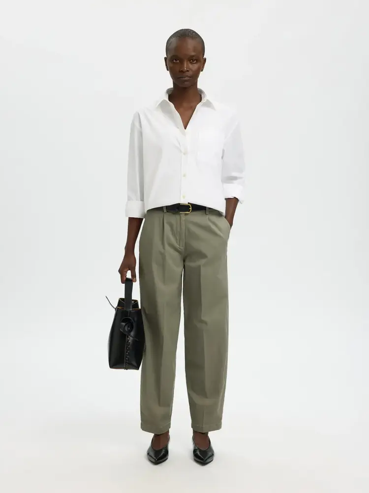 Selected Femme Barrel Mille HW Pant Noos  Vetiver