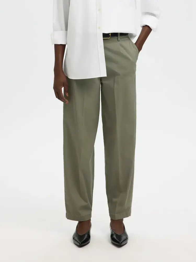 Selected Femme Barrel Mille HW Pant Noos  Vetiver