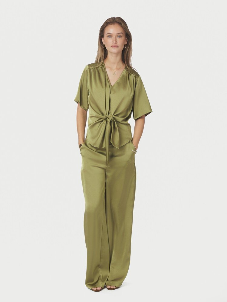 Neo Noir Casadia Heavy Sateen Blouse Sage Green
