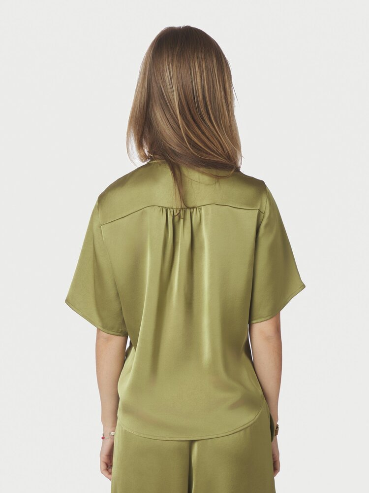 Neo Noir Casadia Heavy Sateen Blouse Sage Green