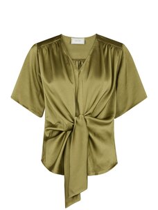Neo Noir Casadia Heavy Sateen Blouse Sage Green