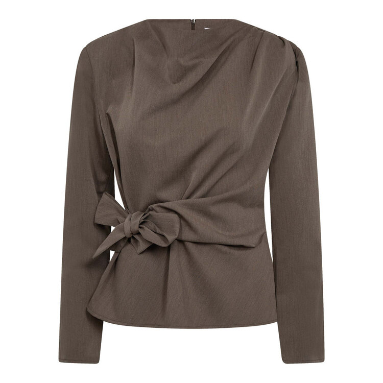 Co'Couture TengaCC Pleat Blouse Walnut