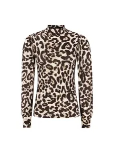 Soft Rebels Roman O-Neck Printed Leopard Print