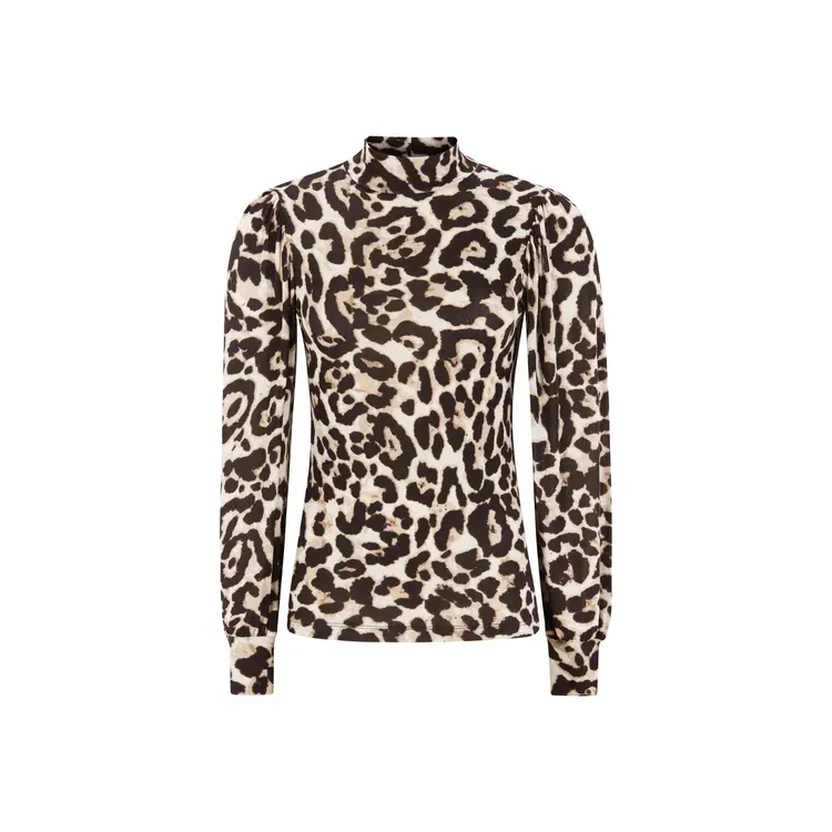 Soft Rebels Roman O-Neck Printed Leopard Print