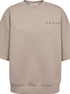 Haute L'Amitié Maxi Split SS Logo Sweat Beige