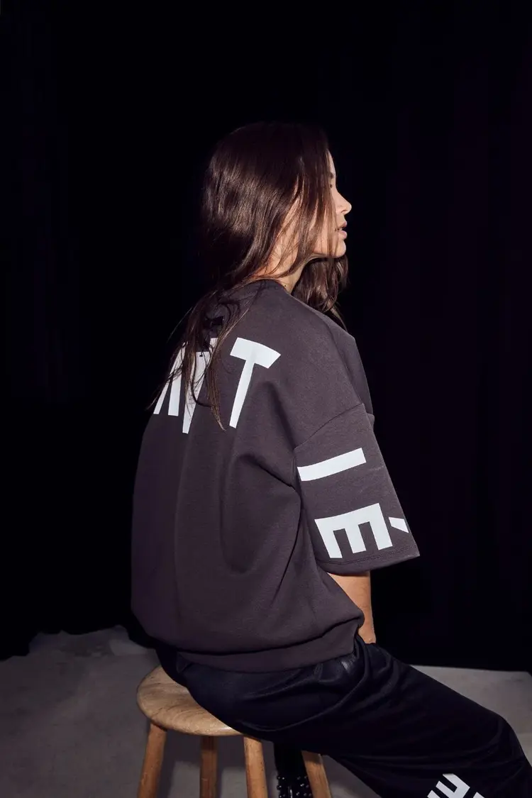 Haute L'Amitié Maxi Split SS Logo Sweat Antracit