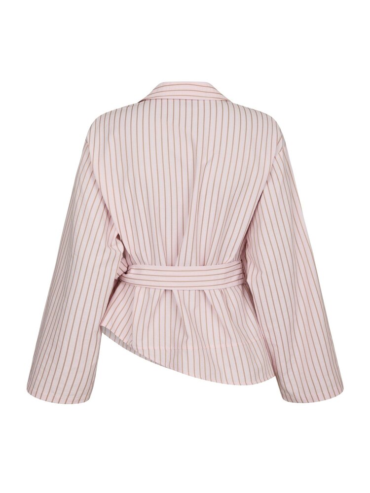 Neo Noir Tifuna Stripe Wrap Shirt Light Pink