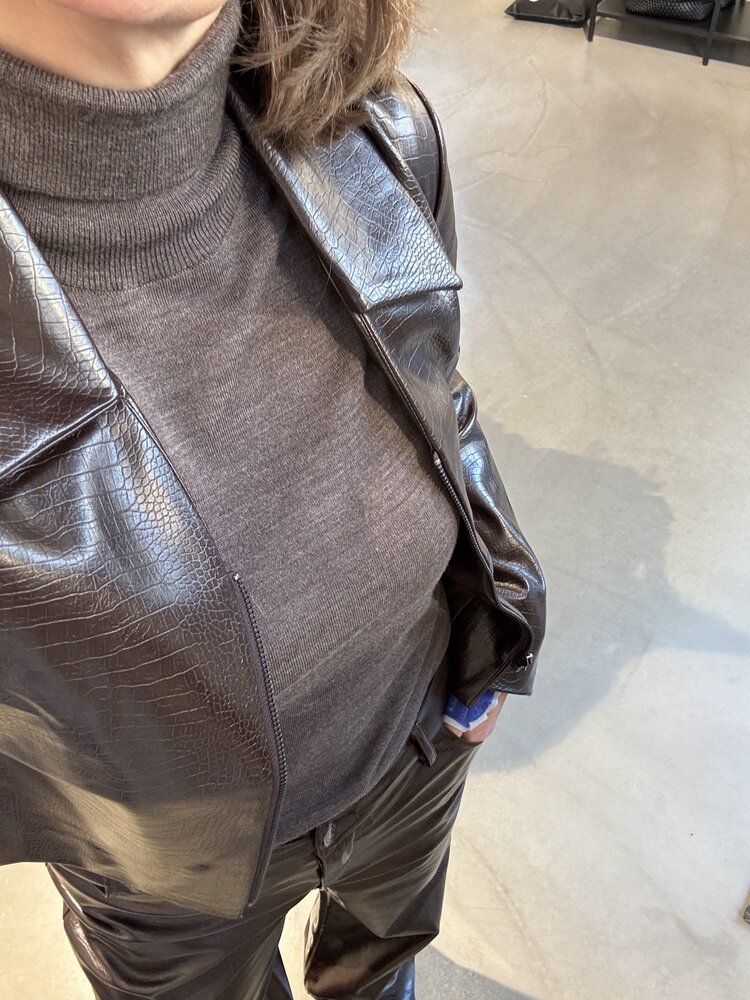 Selected Femme Thea SL Roll Neck Chocolate Chip Melange