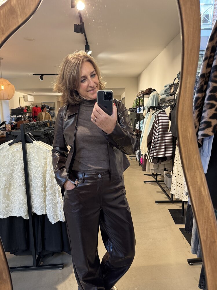 Selected Femme Thea SL Roll Neck Chocolate Chip Melange