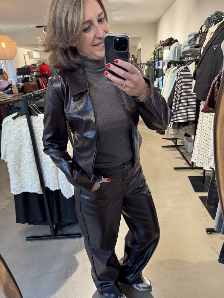 Selected Femme Thea SL Roll Neck Chocolate Chip Melange