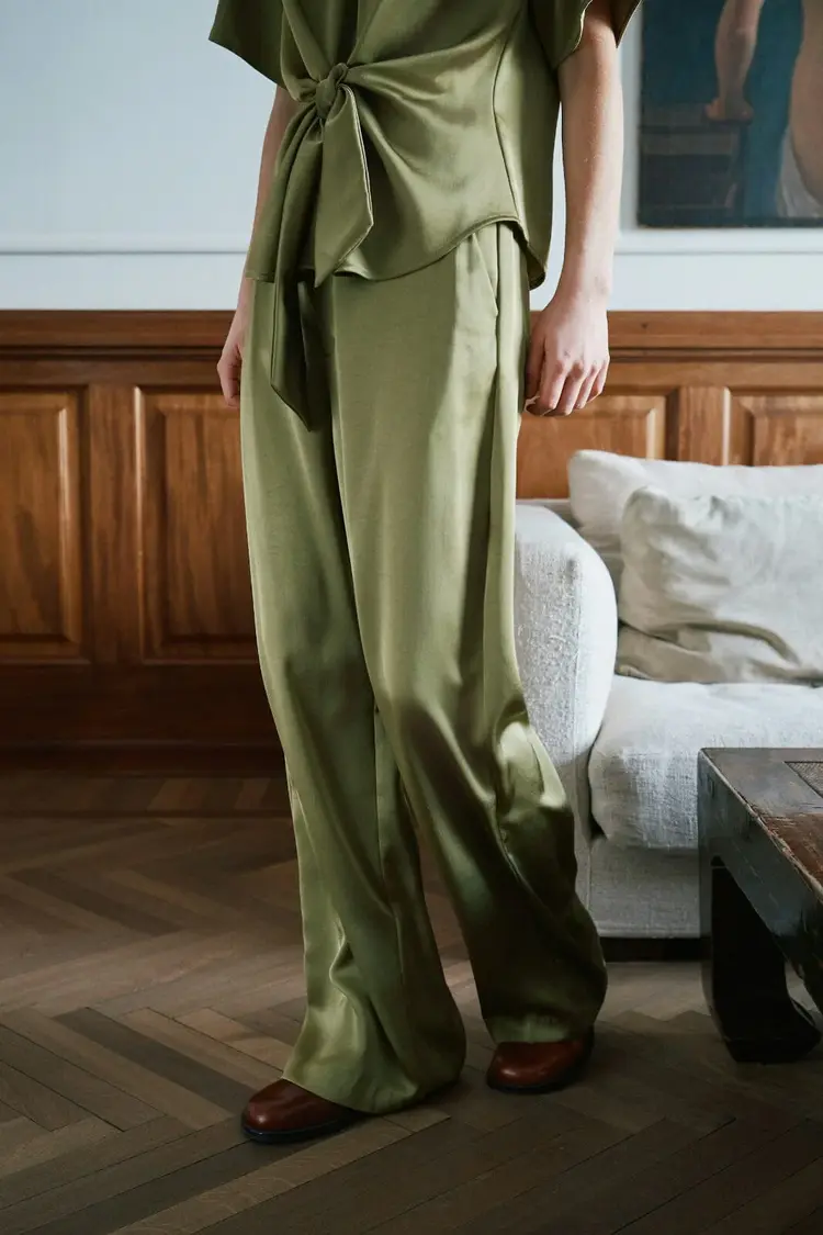 Neo Noir Emmett Heavy Sateen Pants Sage Green