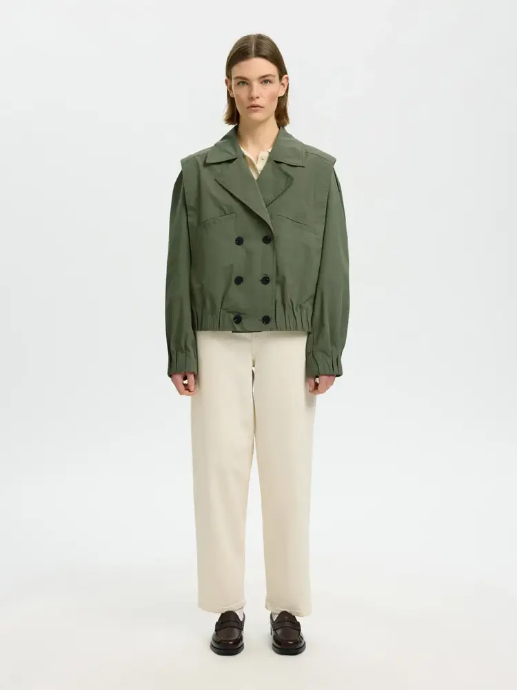 Selected Femme Button Casual Bomber Deep Lichen Green
