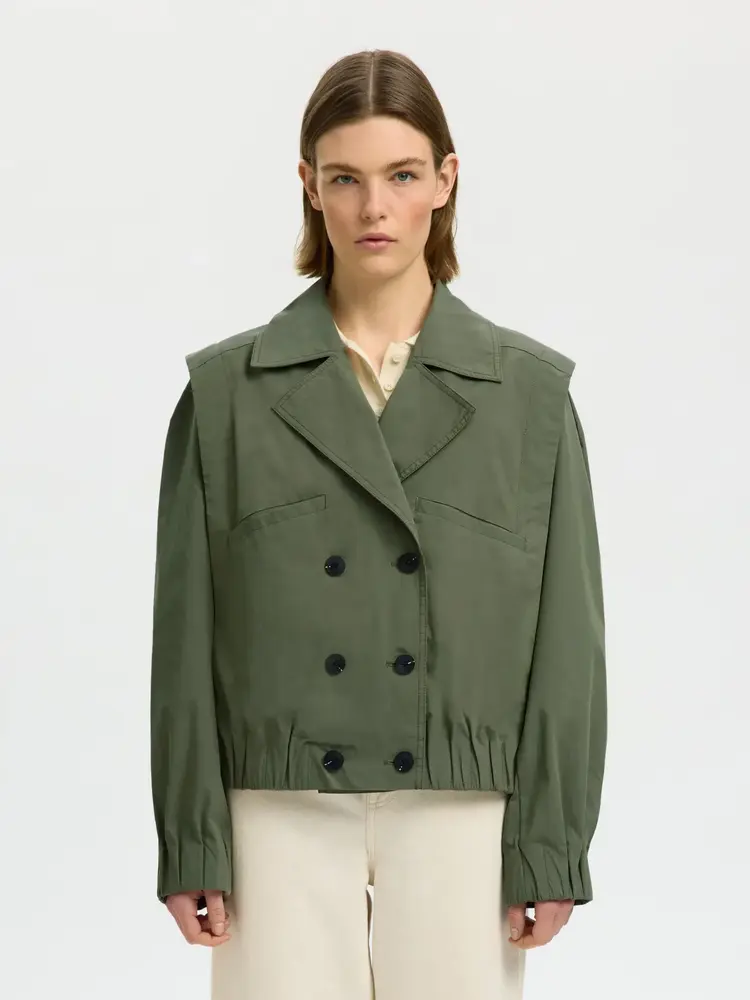 Selected Femme Button Casual Bomber Deep Lichen Green