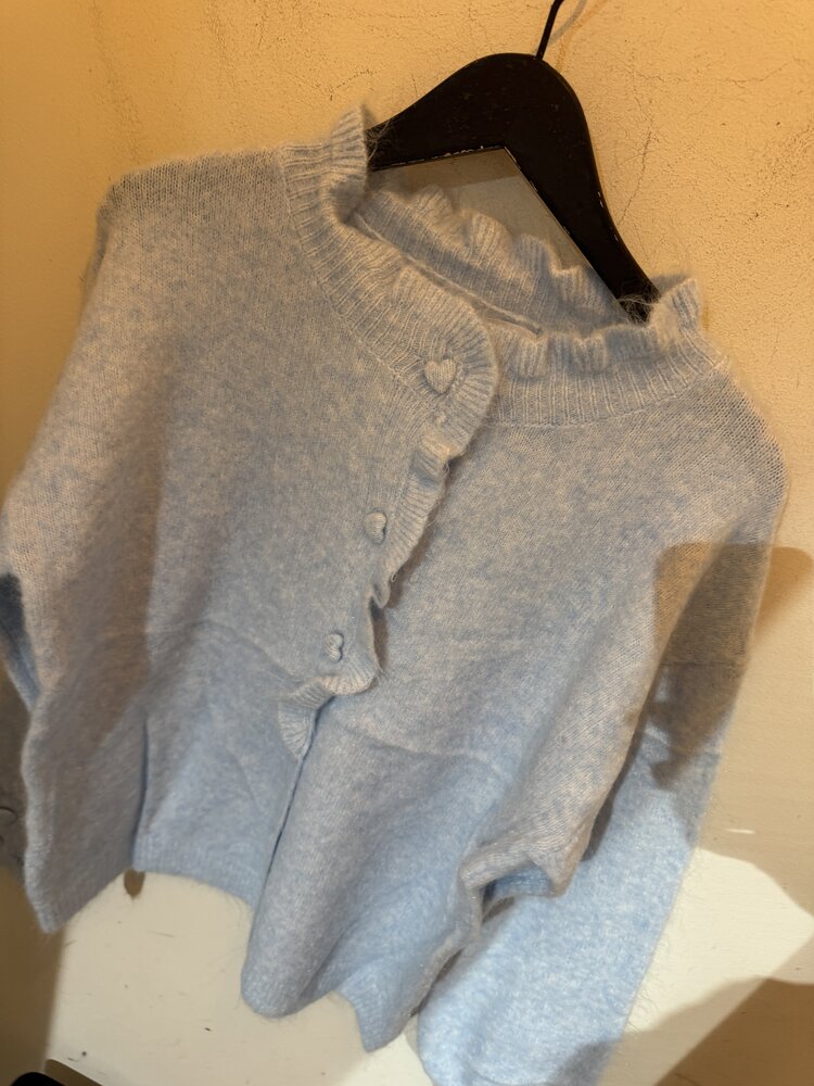 Just be Jolie Jasmijn Vest Heart Button Light Blue