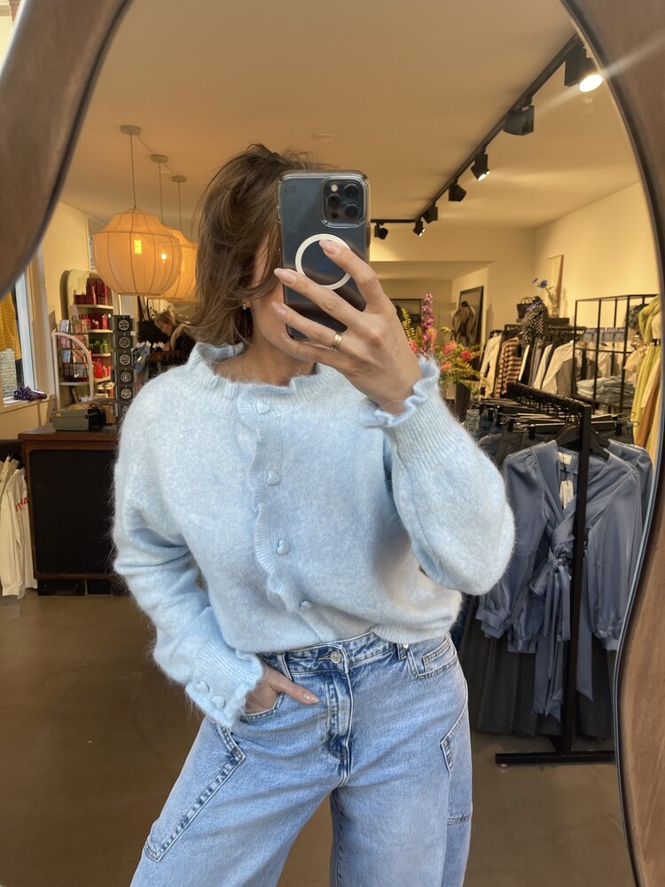 Just be Jolie Jasmijn Vest Heart Button Light Blue