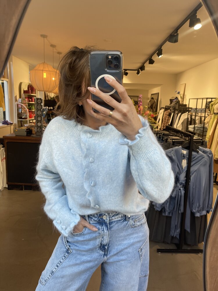 Just be Jolie Jasmijn Vest Heart Button Light Blue