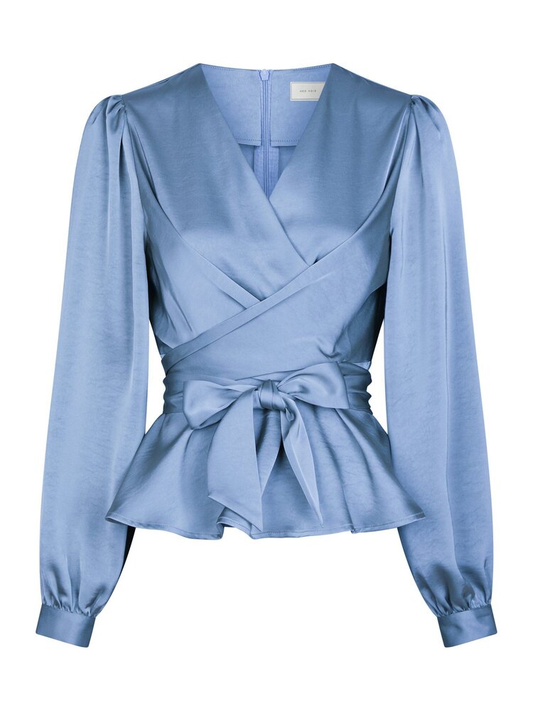 Neo Noir Rista Heavy Sateen Blouse Smoke Blue