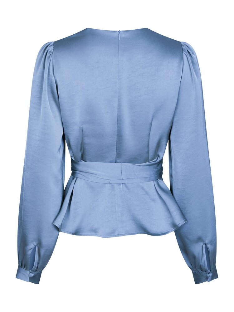 Neo Noir Rista Heavy Sateen Blouse Smoke Blue