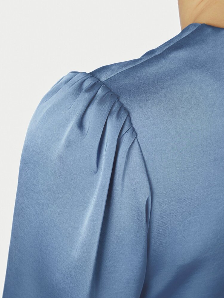 Neo Noir Rista Heavy Sateen Blouse Smoke Blue