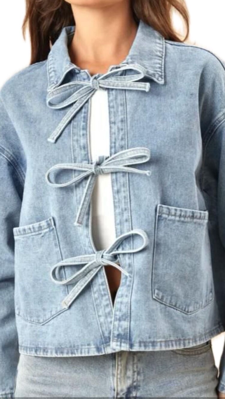 Just be Jolie Mila Bow Denim Jacket Blue