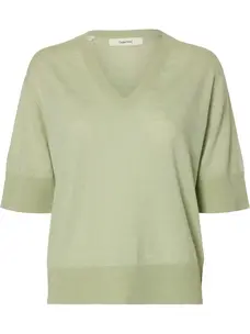 Selected Femme Thea SS Knit Merino V-Neck Noos Lint