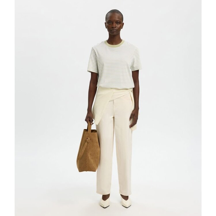 Selected Femme Essential SS Striped Boxy Tee Noos Lint/Bright White