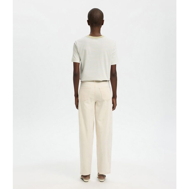 Selected Femme Essential SS Striped Boxy Tee Noos Lint/Bright White