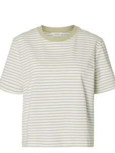 Selected Femme Essential SS Striped Boxy Tee Noos Lint/Bright White