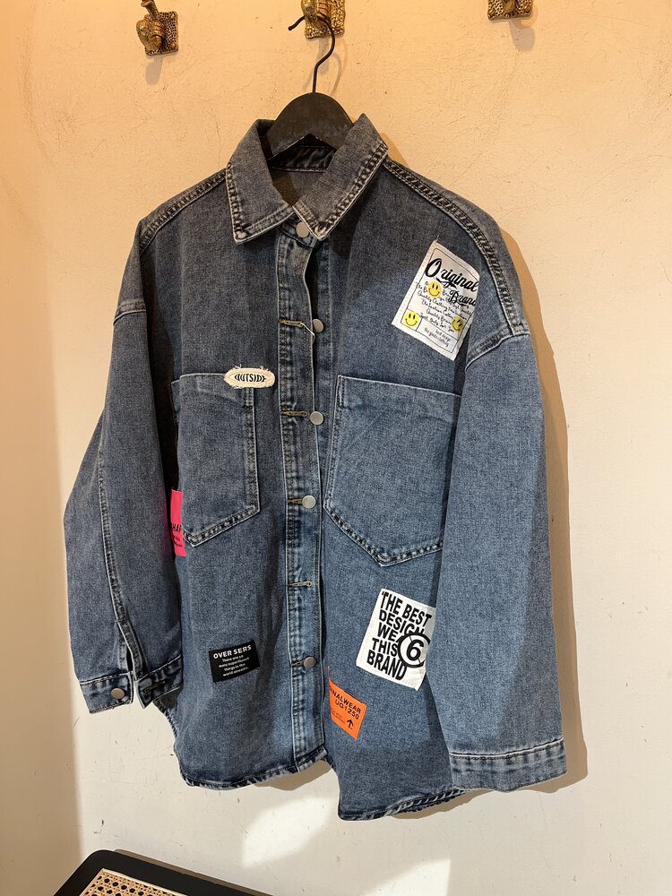 Just be Jolie Logo Denim Blouse