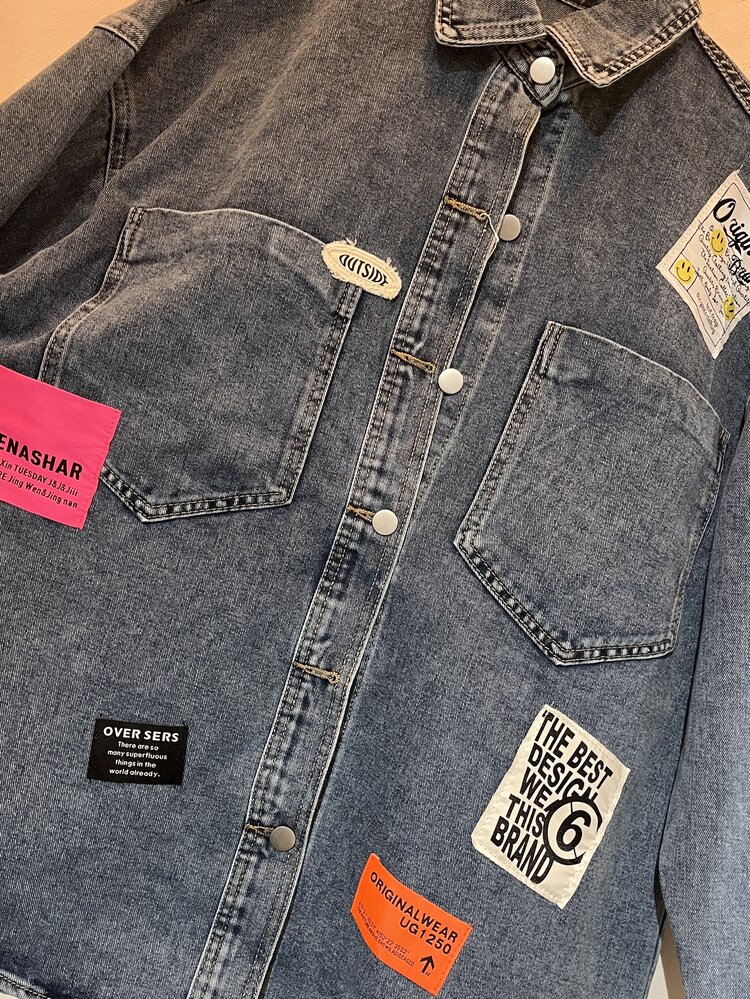 Just be Jolie Logo Denim Blouse